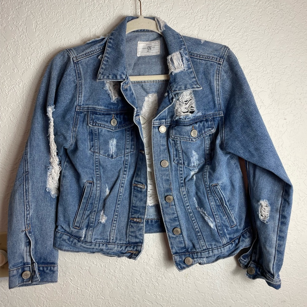 I & M Jeans Distressed Jacket Sz S